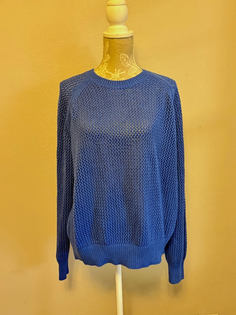 Electric & Rose Chloe Sweater Royal Blue Open Knit Cotton Size M